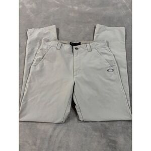 Oakley Mens Chino Pants 32x34 Light Gray Straight Leg Embroidered Logo Trousers